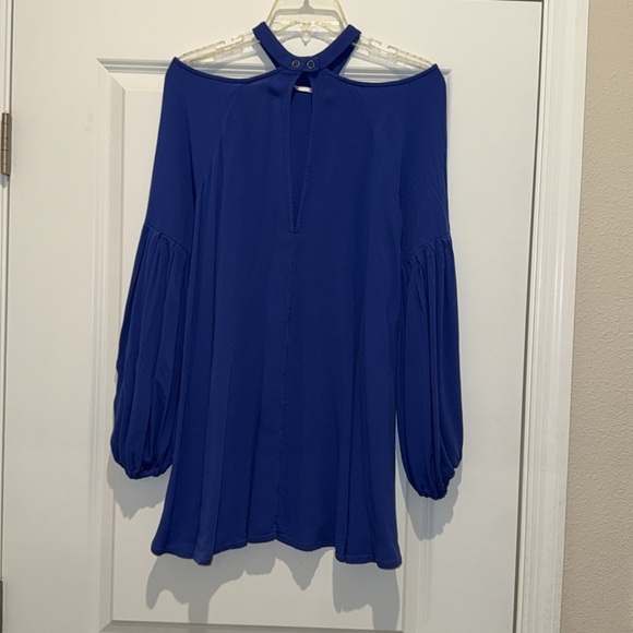 Free People Drift Away Cold Shoulder Long Sleeve Dress Blue Size S -Keyhole Back - Picture 4 of 8